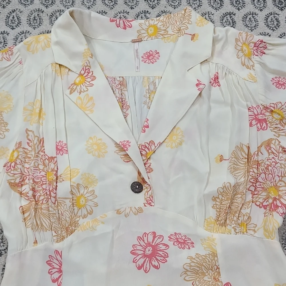 Free People Floral Mini Dress in Pink and Yellow - Picture 6 of 10